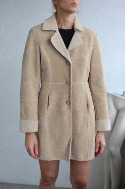 Vintage Guess Y2K Penny Lane Suede Leather Shearling Coat Size Small Winter Fall